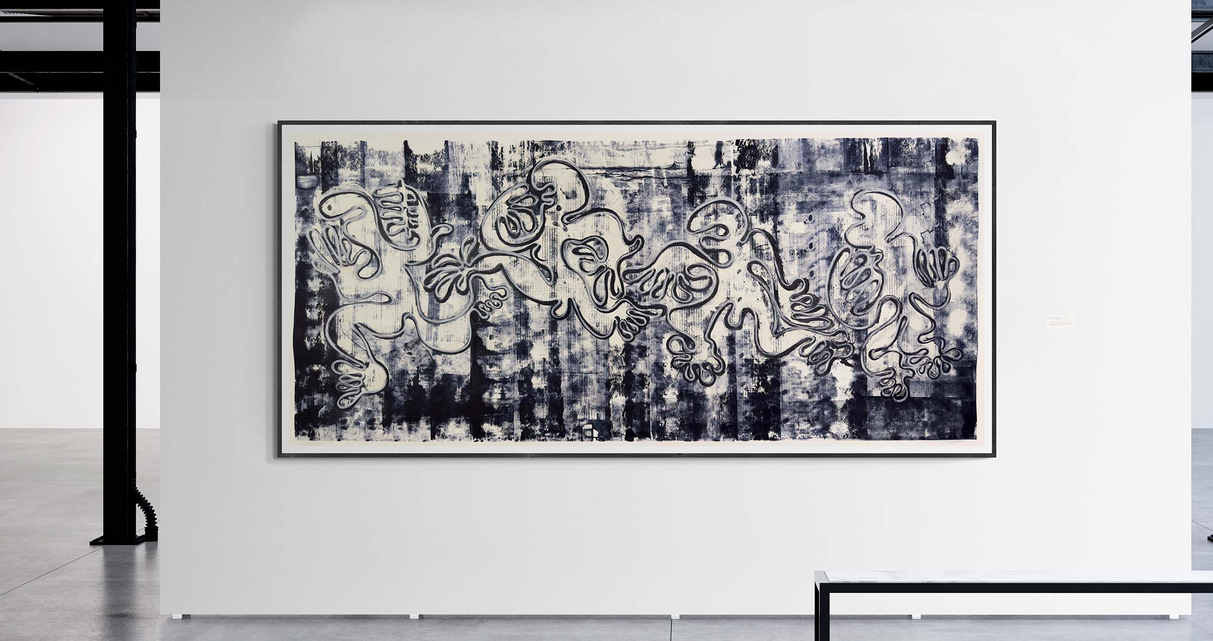 Robert Santoré "KAVA DANCERS" With ... 83 x 41in (210.82 x 104.14cm) Hand painted mono-print on 100% acid free cotton rag