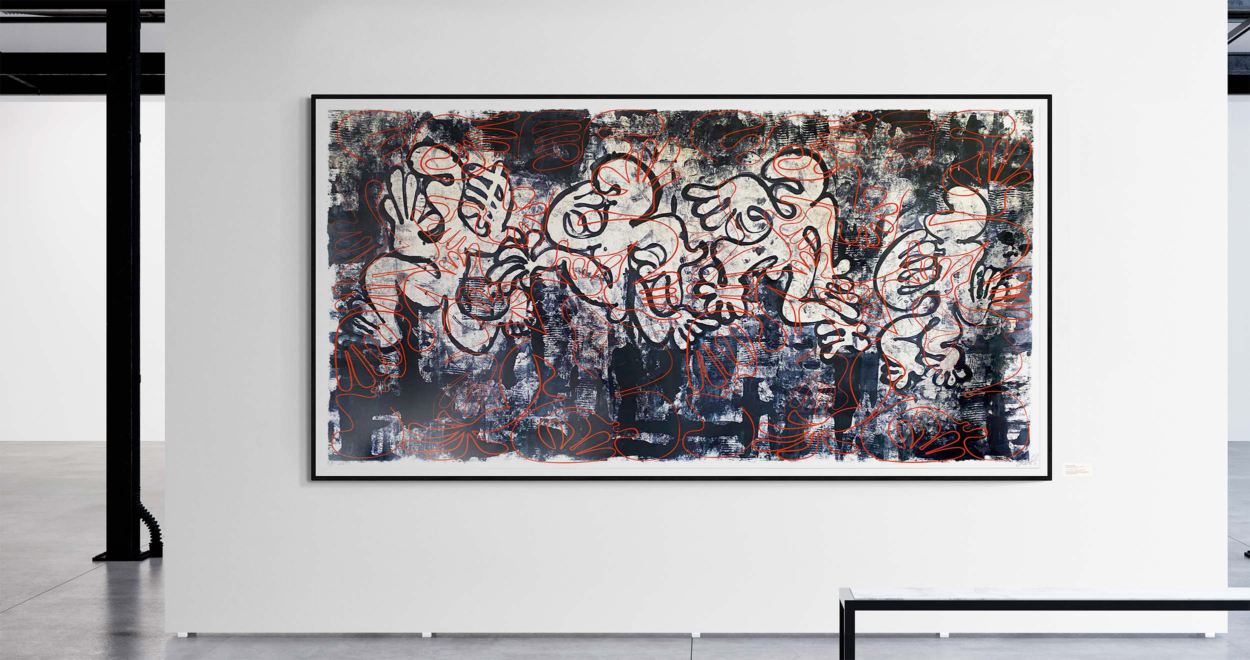 Robert Santoré "KAVA GHOSTS" 83 x 41in (210.82 x 104.14cm) Hand painted mono-print on 100% acid free cotton rag
