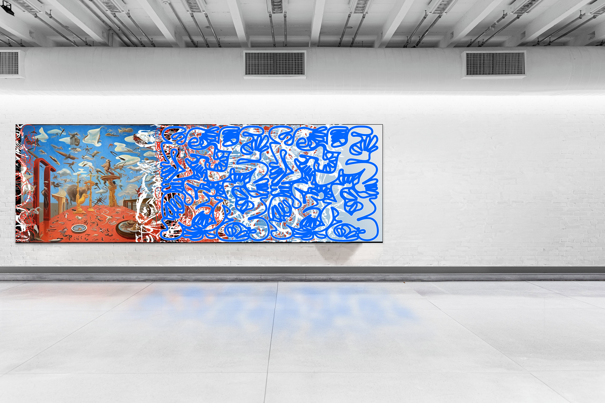 Remeber_heading Robert Santoré “I REMEMBER THE FUTURE, YET I LOOK FORWARD TO THE PAST” 60 X 210in (152.4 x 533.4cm) Oil, enamel, wax on linen on birch panels