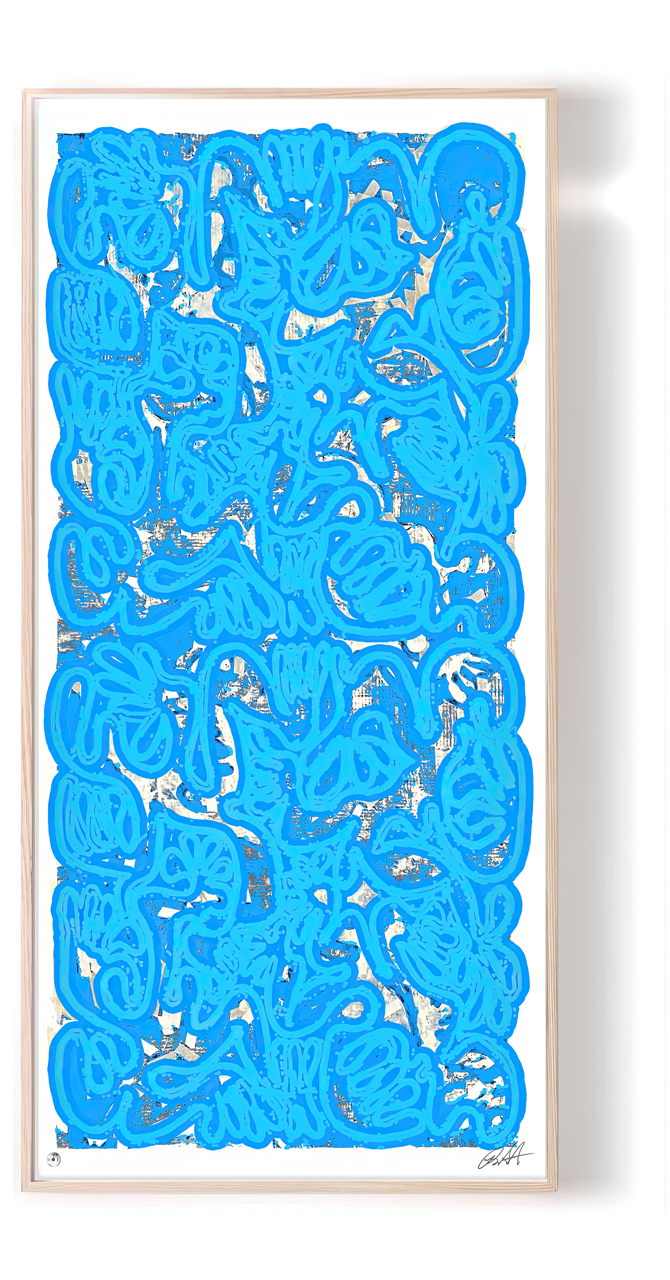 Robert Santoré “PAN AM 69 PACIFIC BLUE” 40 x 100in (101.6 x 254cm) Silkscreen, high gloss enamel on 100% cotton rag w/NFC chip